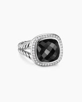 Albion® Ring in Sterling Silver with Black Onyx and Diamonds, 11mm